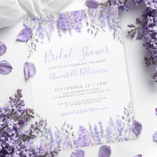 Elegant Watercolor Lavender Floral Bridal Shower Acrylic Invitations