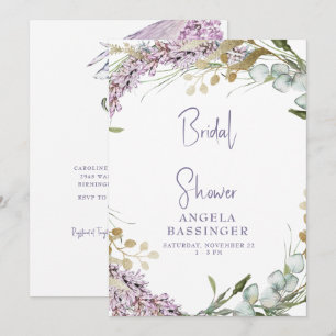 Elegant Watercolor Lavender Floral Bridal Shower Invitation