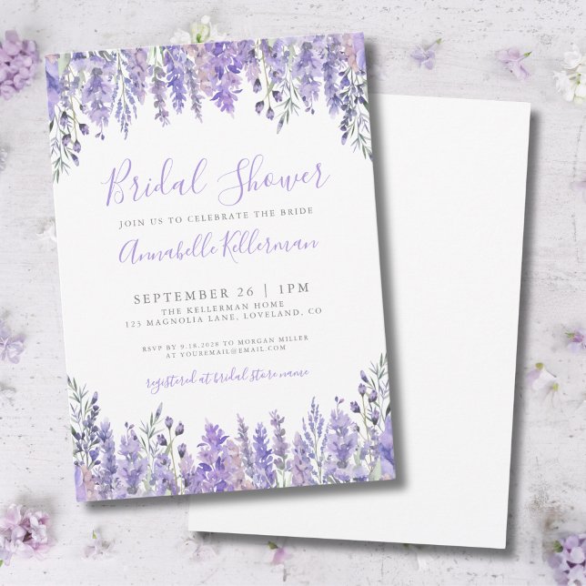 Elegant Watercolor Lavender Floral Bridal Shower Invitation (Elegant Watercolor Lavender Floral Bridal Shower Invitation)