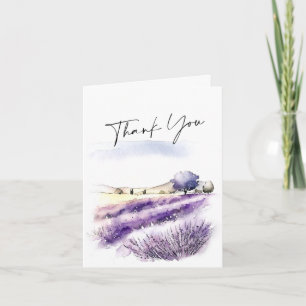 Elegant Watercolor Lavender Flowers Field Thank You Card
