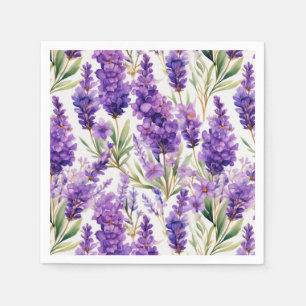 Elegant Watercolor Lavender Flowers Napkin