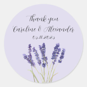 Elegant Watercolor Lavender Herbs Floral Wedding Classic Round Sticker