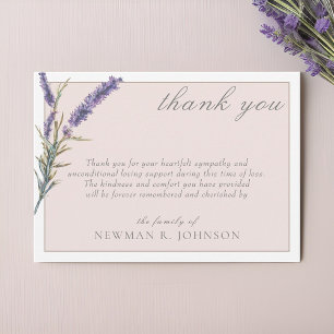 Elegant Watercolor Lavender Memorial Thank You Card
