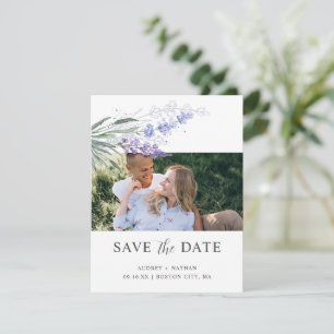 Elegant Watercolor Lavender Photo Wedding QR Code Save The Date