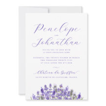 Elegant Watercolor Lavender Script Wedding
