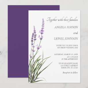 Elegant Watercolor Lavender Wedding  Invitation