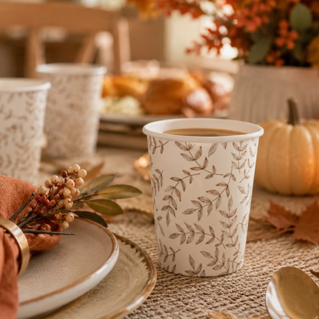 Elegant Watercolor Leaves Fall Paper Cups (Cozy autumn paper cups)