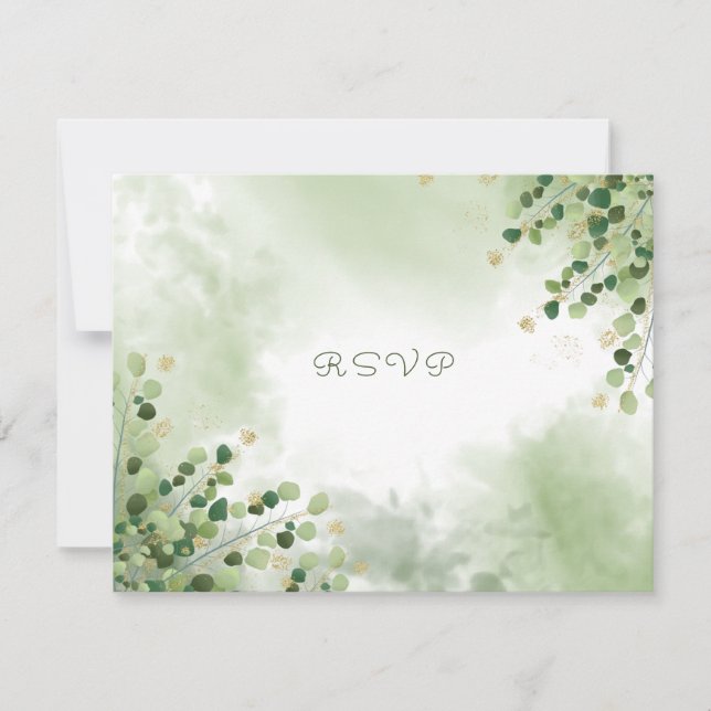 Elegant Watercolor Leaves Gold Accents  (Front)