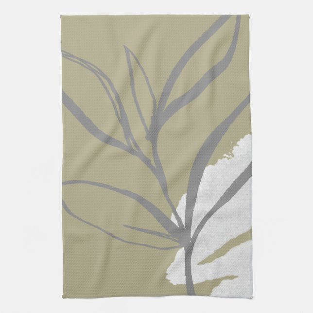 Elegant Watercolor Leaves Kitchen Towel (Vertical)