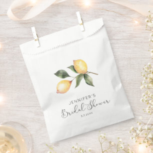 Elegant watercolor lemon bridal shower favour bag