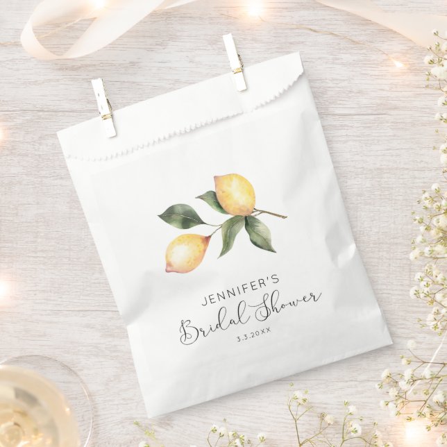 Elegant watercolor lemon bridal shower  favour bag (Clipped)