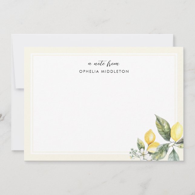 Elegant Watercolor Lemon Citrus  Card (Front)