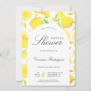 Elegant Watercolor Lemon Theme Bridal Shower Invitation
