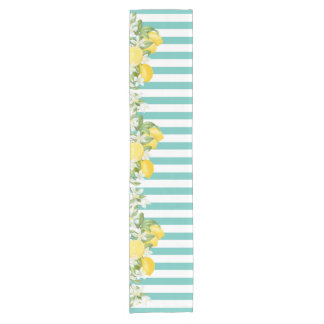 Elegant Watercolor Lemons   Short Table Runner