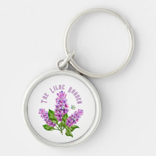 Elegant watercolor lilac branch keychain