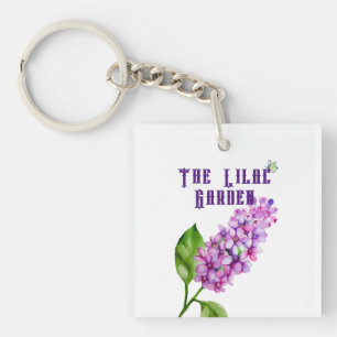 Elegant watercolor lilac branch keychain