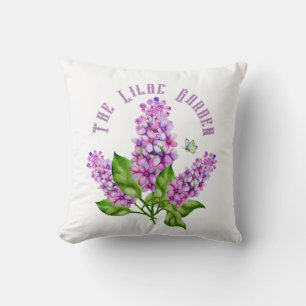 Elegant watercolor lilac branch throw pillow