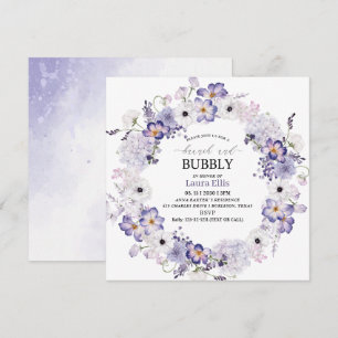 Elegant watercolor lilac flowers  brunch  and bubb invitation