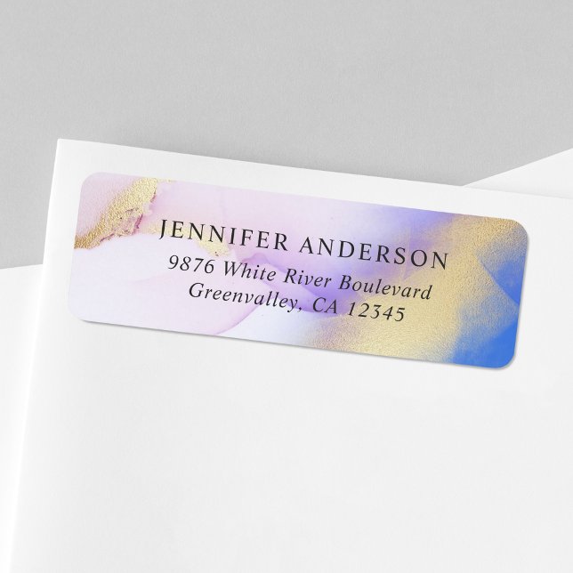 Elegant Watercolor Lilac Gold Luxury Personalized (Let your personality shine through with this trendy personalized return address label.)