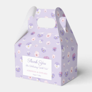 Elegant Watercolor Lilac Pressed Flowers Wedding Favor Box
