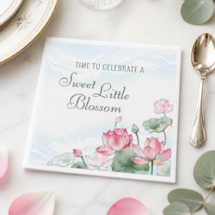 Elegant Watercolor Lotus Flower Baby Shower Napkin