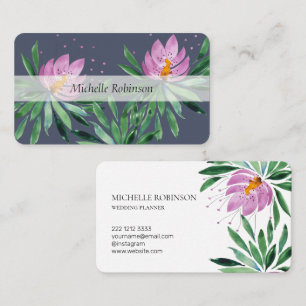 Elegant Watercolor Lotus Flower Professional Business Card