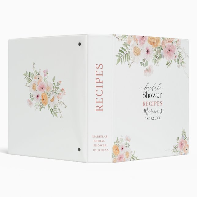 Elegant Watercolor Love in Bloom  Bridal shower Pe Binder (Background)