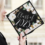 Elegant Watercolor Magnolias Class of 2025 Graduation Cap Topper<br><div class="desc">Add a unique touch to your graduation cap with our Watercolor Magnolias custom graduation cap topper. The watercolor floral graduation cap topper features an elegant wreath of white magnolias,  blush pink roses,  cotton blooms and green leaves. Personalize the graduation cap topper by adding your graduation year.</div>