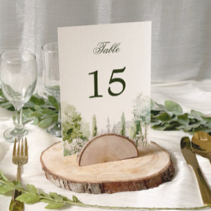 Elegant Watercolor Manor Garden Wedding Table Number