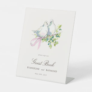 Elegant Watercolor Manor Rococo Wedding Guest Book Pedestal Sign