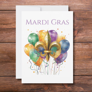 Elegant Watercolor Mardi Gras  Invitation