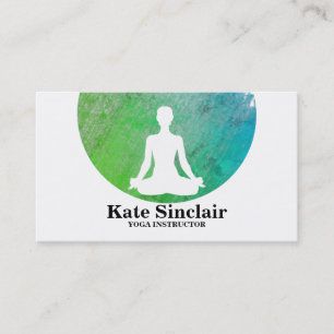 Elegant Watercolor Meditation Yoga Instructor Business Card
