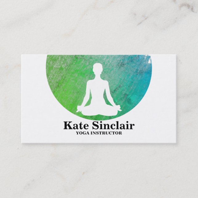 Elegant Watercolor Meditation Yoga Instructor Business Card (Front)