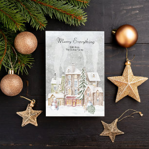 Elegant Watercolor Merry Everything Christmas  Holiday Card