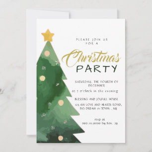 Elegant Watercolor Minimalist Christmas Party Invitation