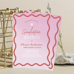 Elegant watercolor minimalist graduation brunch pi invitation