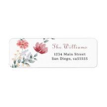 Elegant watercolor modern wildflowers address