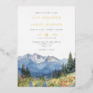 Elegant Watercolor Mountain Wildflower Wedding