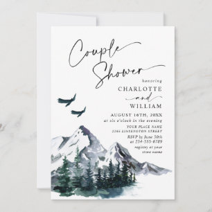 Elegant Watercolor Mountains Couple Shower Invitat Invitation