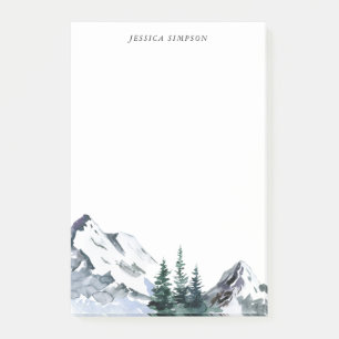 Elegant Watercolor Mountains Forest To-Do List  Post-it Notes