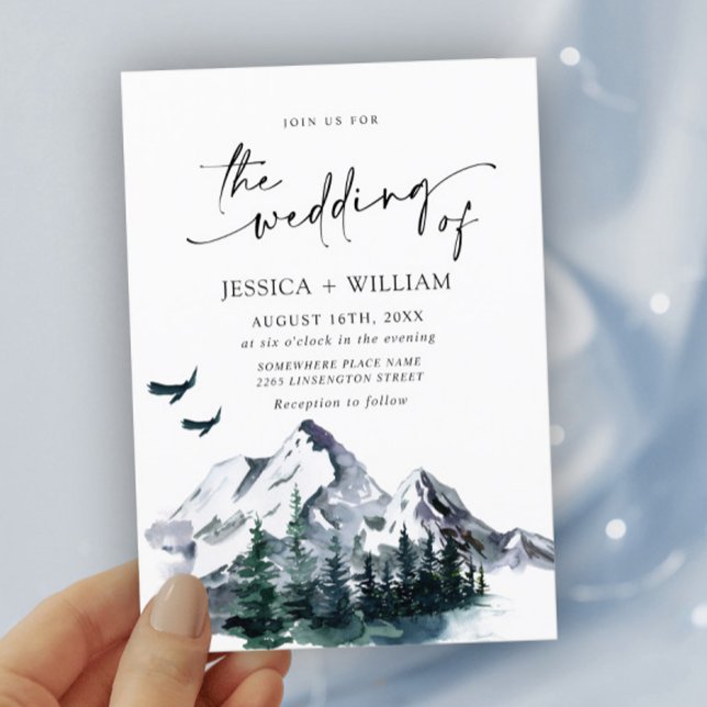 Elegant Watercolor Mountains Forest Wedding  Invitation (Creator Uploaded)