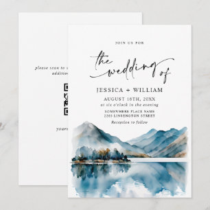 Elegant Watercolor Mountains Forest Wedding Invitation
