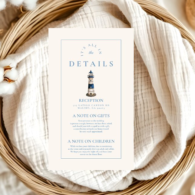 Elegant Watercolor Nautical Lighthouse Wedding Enclosure Card (Creator Uploaded)