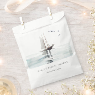 Elegant Watercolor Nautical Sailing Bridal Shower Favour Bag
