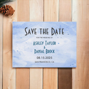 Elegant Watercolor Navy Blue Classy Rustic Wedding Save The Date
