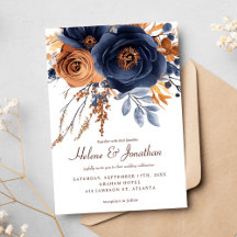 Elegant Watercolor Navy Blue Terracotta Wedding