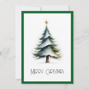Elegant Watercolor Non Photo Christmas Tree  Holiday Card