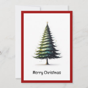 Elegant Watercolor Non Photo Christmas Tree  Holiday Card