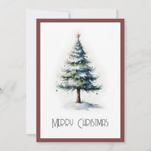Elegant Watercolor Non Photo Christmas Tree Holiday Card