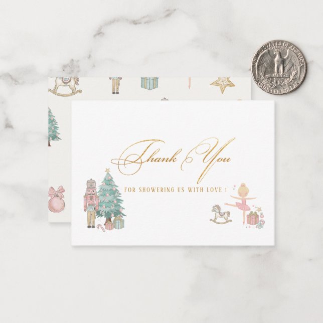 Elegant  Watercolor Nutcracker ballet thank you ba Card (Front/Back In Situ)